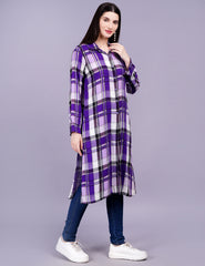 Check Cotton Purple Color Shrug - Sufiza Lifestyle
