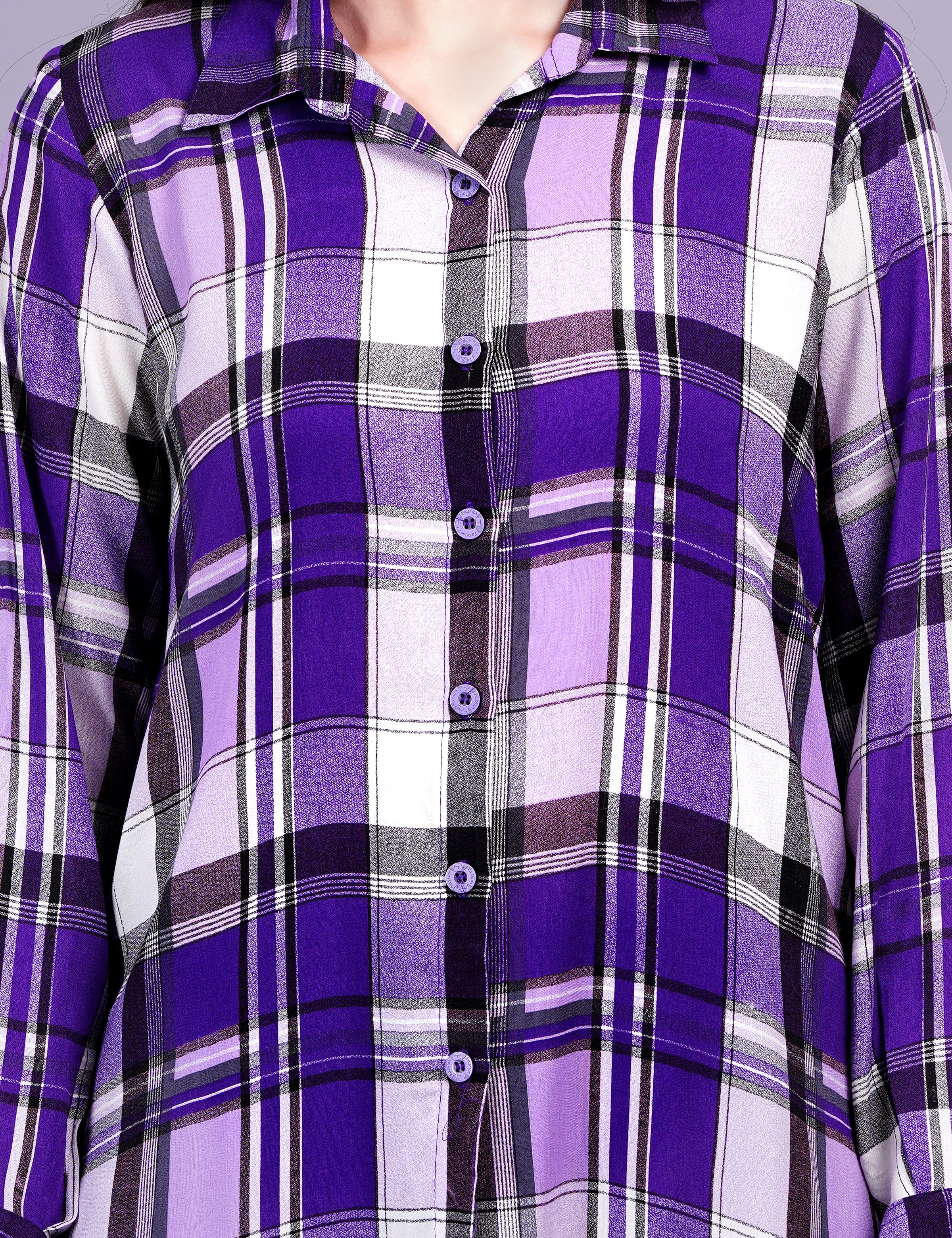 Check Cotton Purple Color Shrug - Sufiza Lifestyle