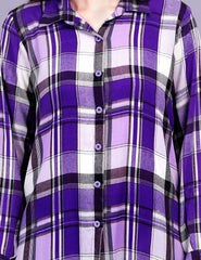 Check Cotton Purple Color Shrug - Sufiza Lifestyle