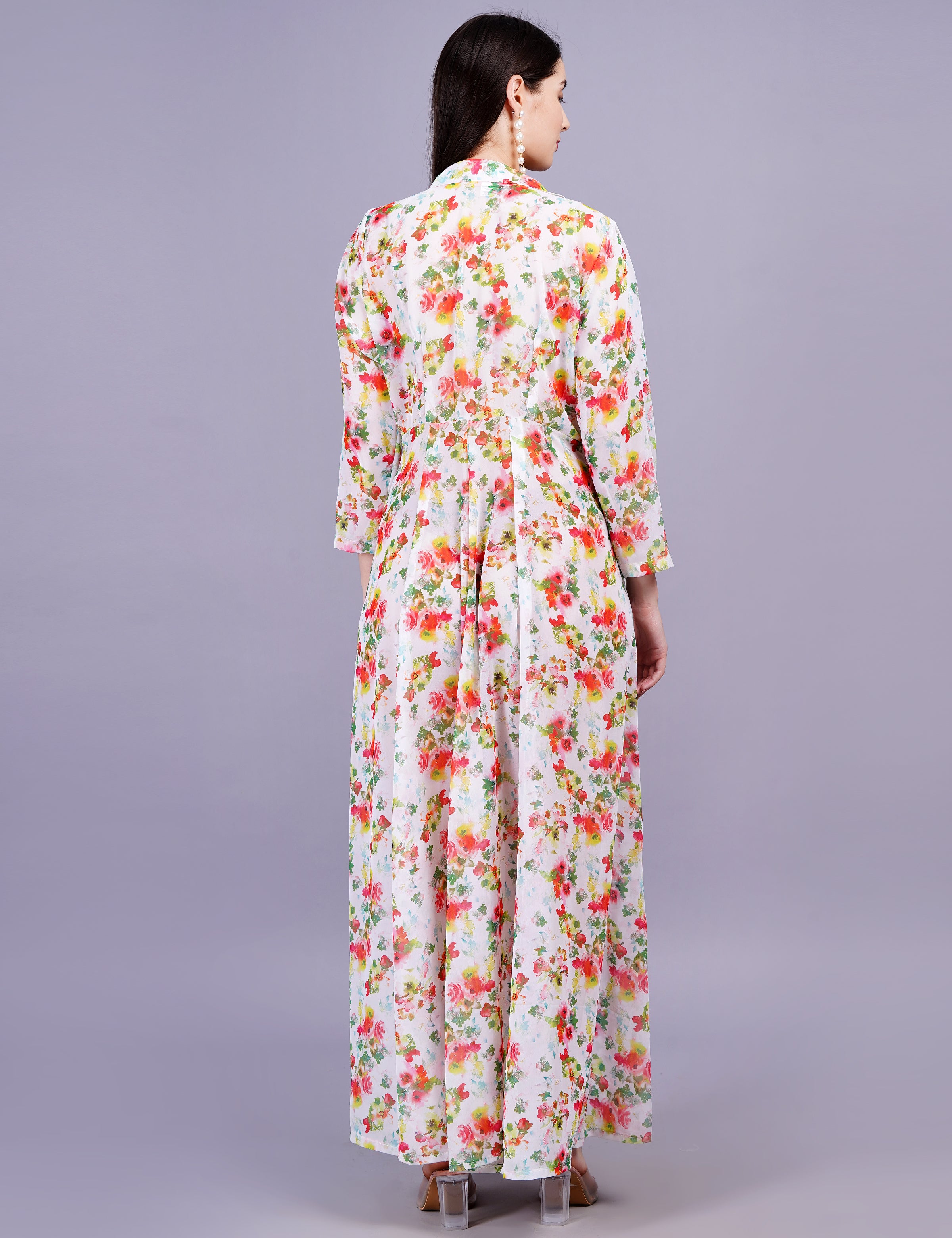 Cream Digital Printed Shrug - Sufiza Lifestyle