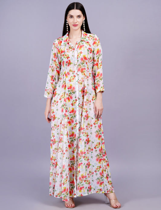 Cream Digital Printed Shrug - Sufiza Lifestyle