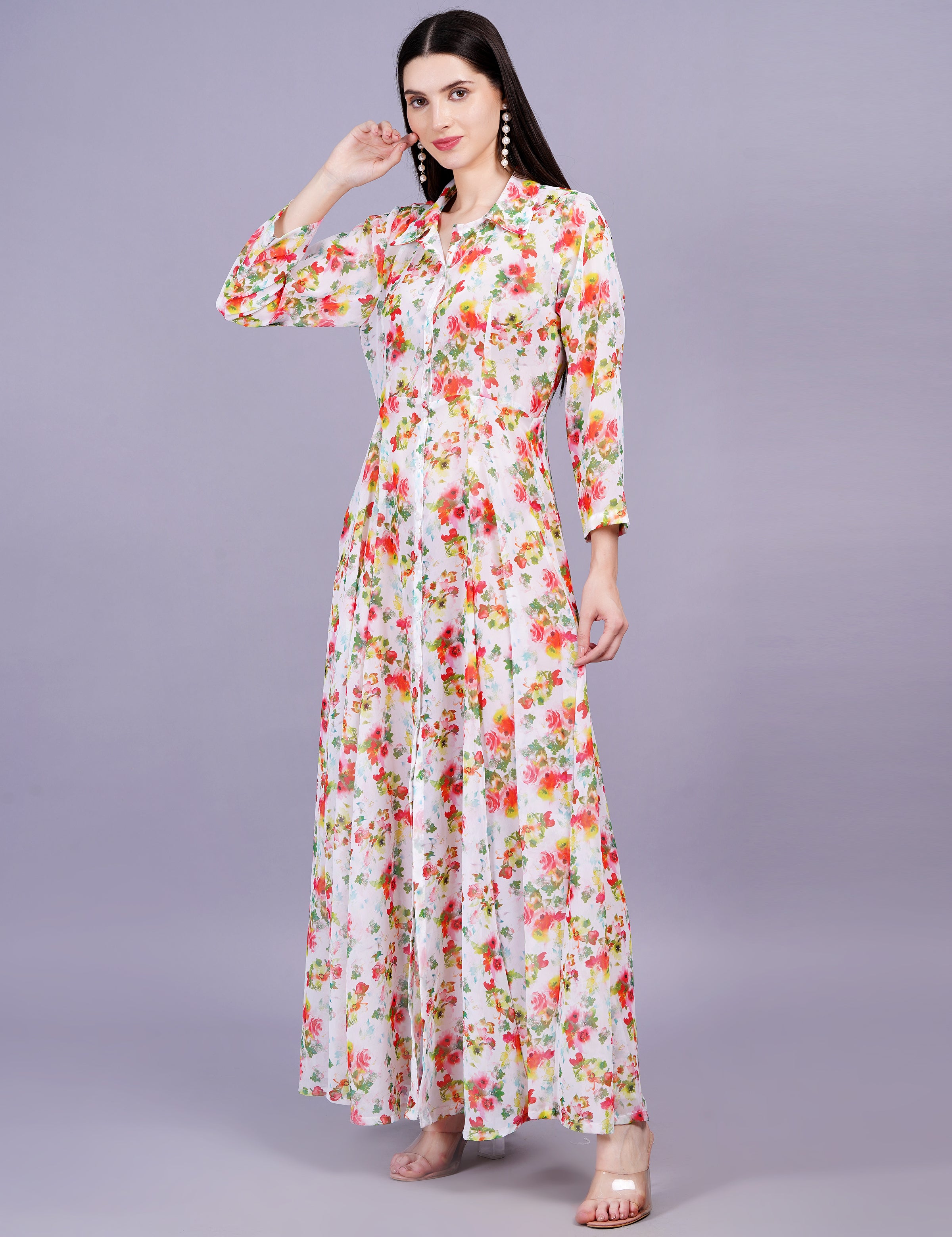 Cream Digital Printed Shrug - Sufiza Lifestyle