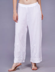 Rayon Chikankari White Color Plazzo - Sufiza Lifestyle