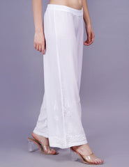 Rayon Chikankari White Color Plazzo - Sufiza Lifestyle