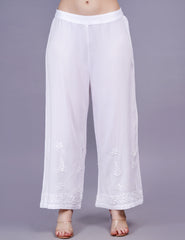 Rayon Chikankari White Color Plazzo - Sufiza Lifestyle