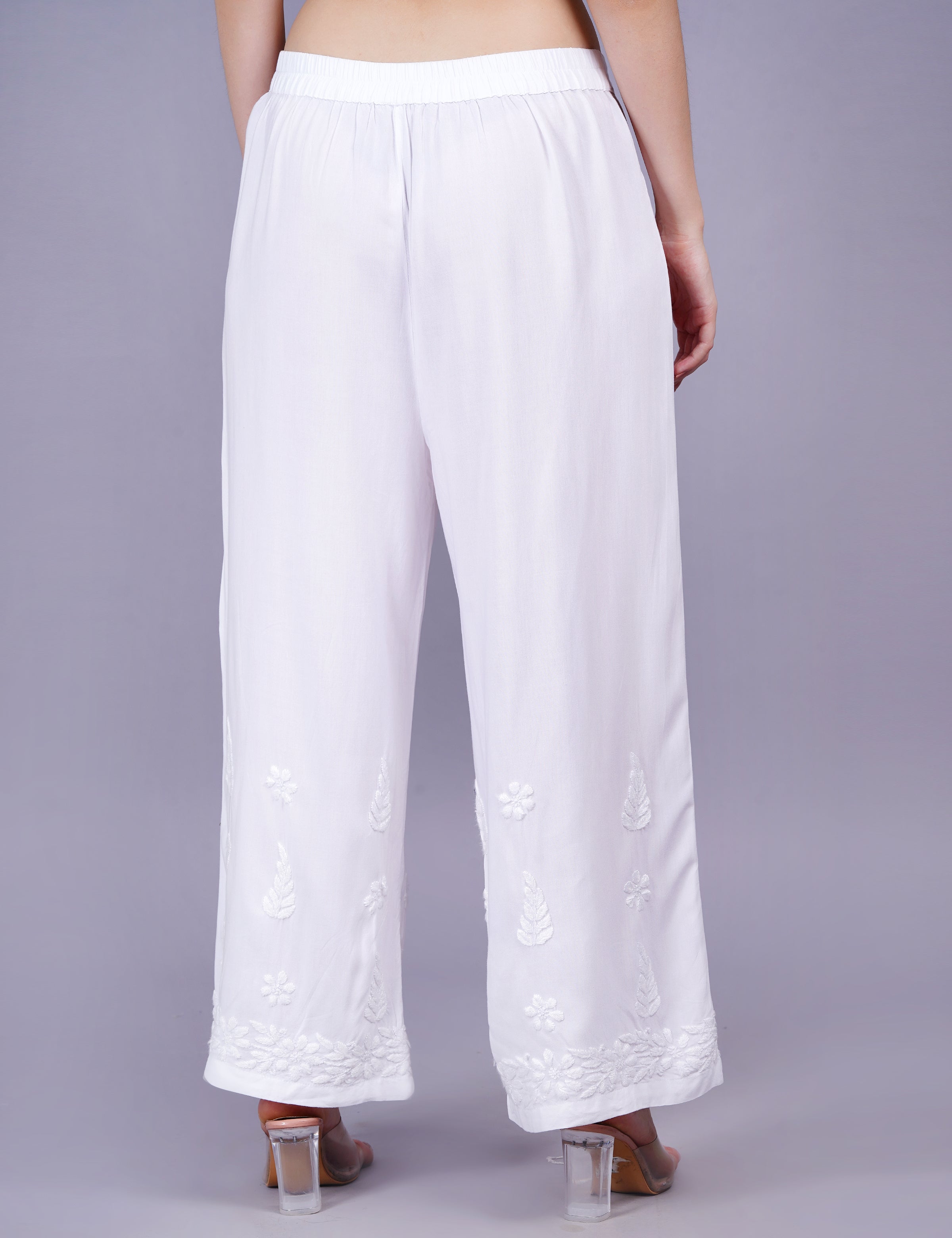 Rayon Chikankari White Color Plazzo - Sufiza Lifestyle