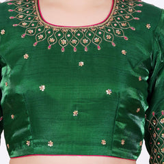 Silk Green Hand Embroided Blouse - Sufiza Lifestyle