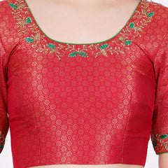 Banarsi Silk Red Color Hand Embroided  Blouse - Sufiza Lifestyle
