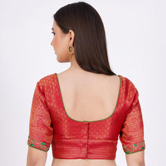 Banarsi Silk Red Color Hand Embroided  Blouse - Sufiza Lifestyle