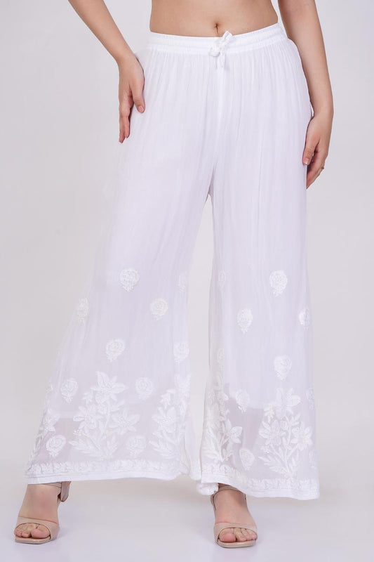 White Chikankari  Bottom - Sufiza Lifestyle