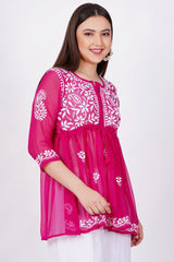 Pink Chikankari Ghas Pati Hand Work - Sufiza Lifestyle