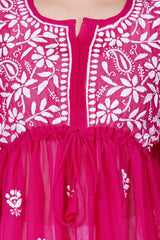 Pink Chikankari Ghas Pati Hand Work - Sufiza Lifestyle