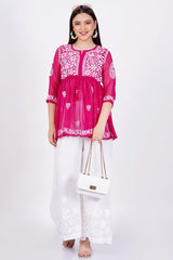 Pink Chikankari Ghas Pati Hand Work - Sufiza Lifestyle