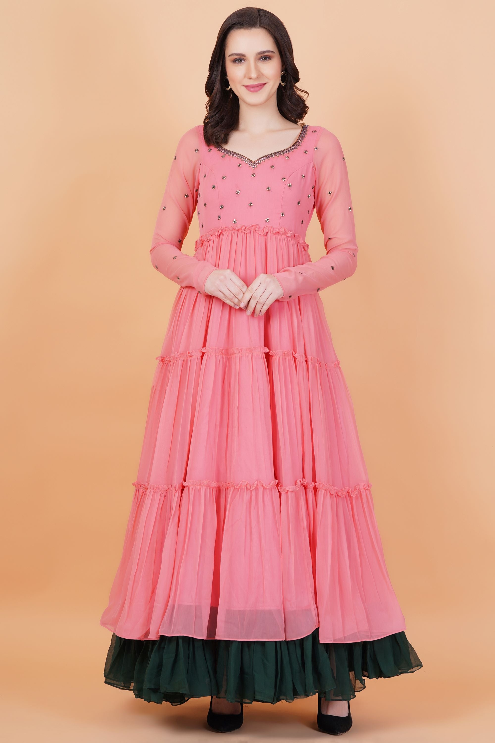 Georgette Full Length Zardosi Dress - Sufiza Lifestyle