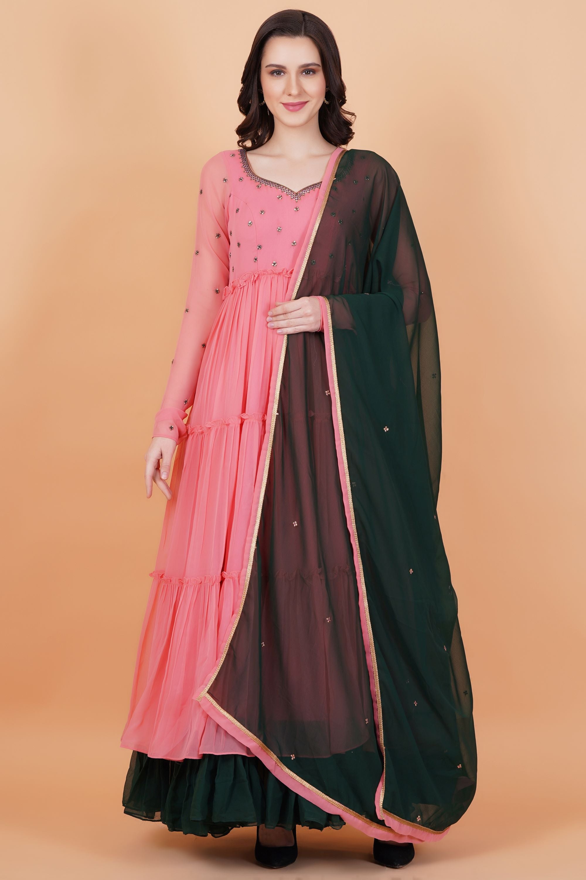Georgette Full Length Zardosi Dress - Sufiza Lifestyle