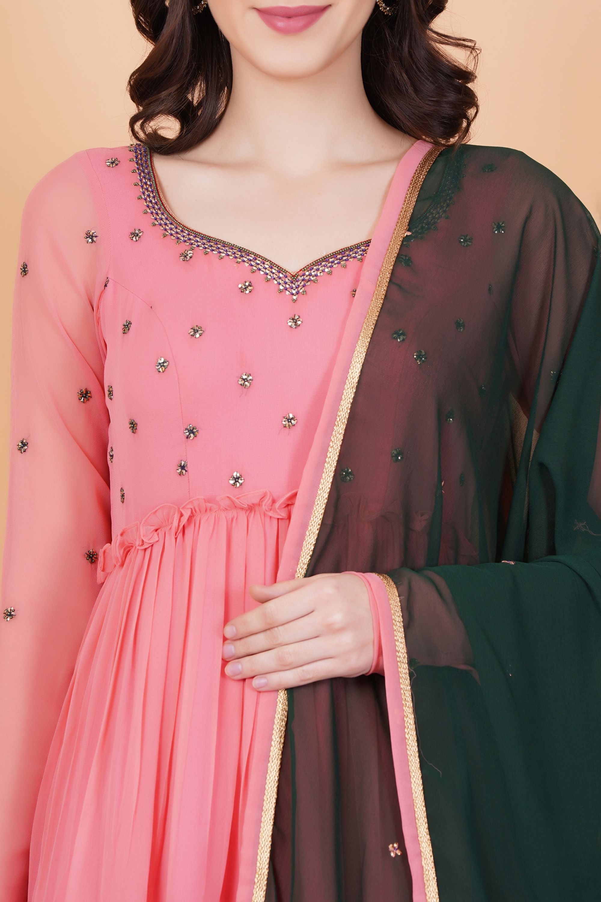 Georgette Full Length Zardosi Dress - Sufiza Lifestyle