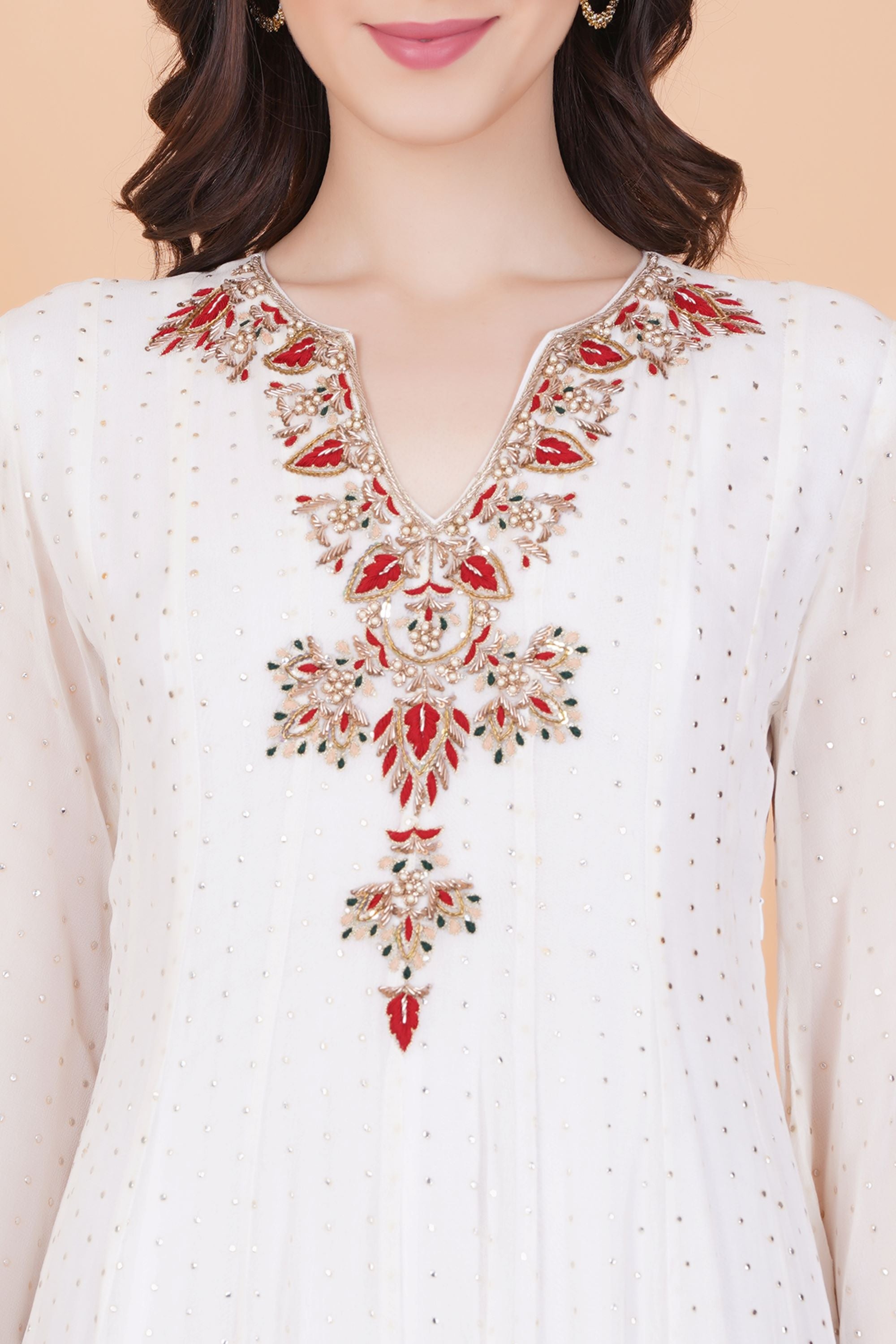 Silver Drop Georgette Zardosi work Kalidar Dress - Sufiza Lifestyle