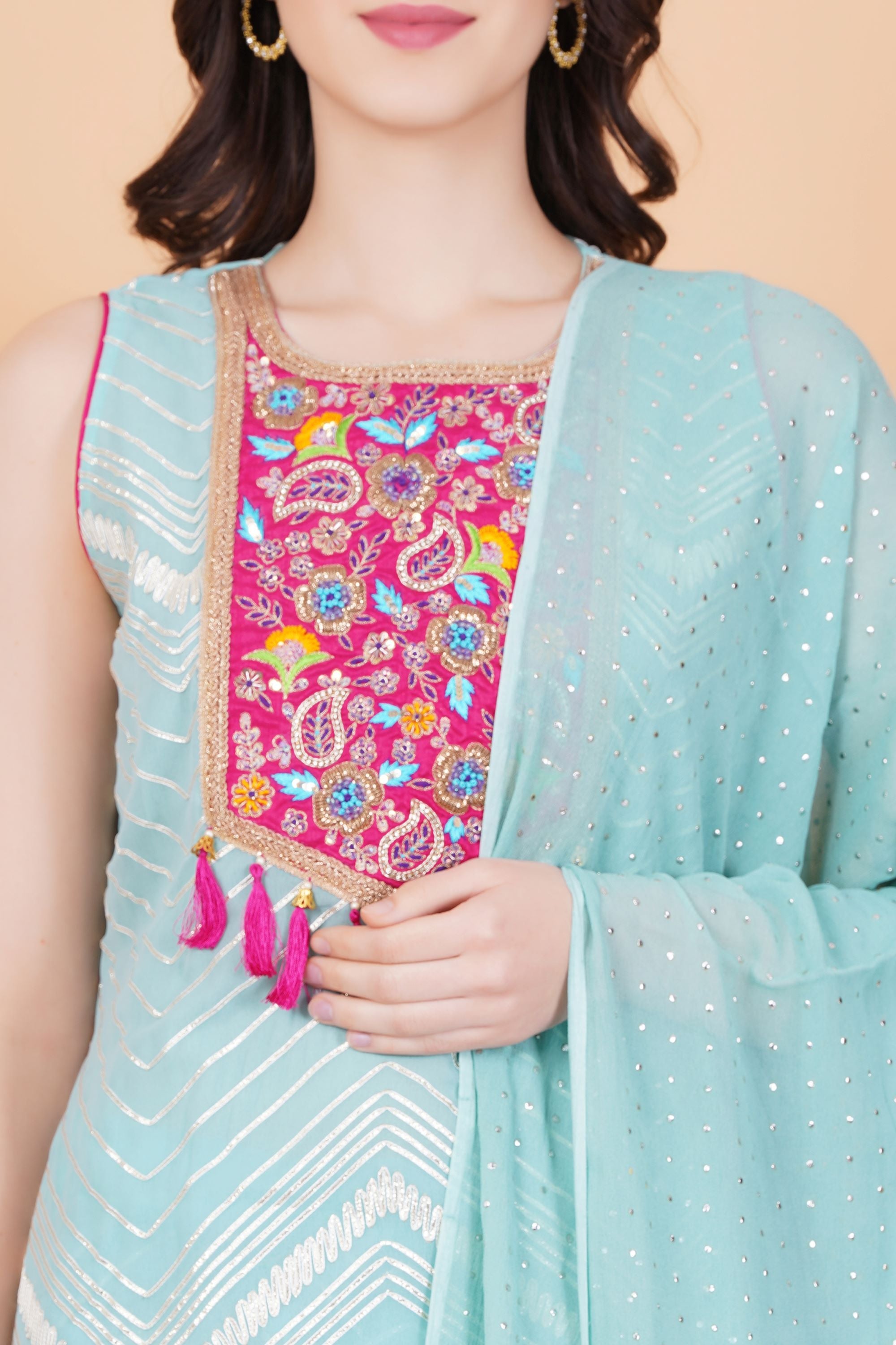 Kota Patti Zardozi Patch work Suit Set - Sufiza Lifestyle