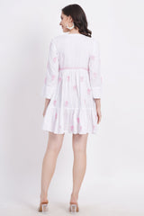 White Chickankari Ghas Pati Paplum Kurti - Sufiza Lifestyle