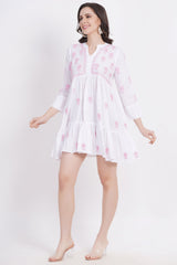 White Chickankari Ghas Pati Paplum Kurti - Sufiza Lifestyle