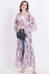 Pink Color Green Motif Printed Shrug - Sufiza Lifestyle