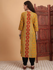 Hand Block Prints White Ajrak Print Zardosi Embroidery Kurta