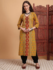 Hand Block Prints White Ajrak Print Zardosi Embroidery Kurta