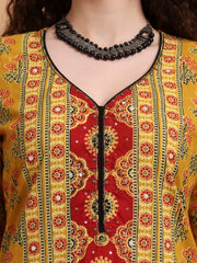 Hand Block Prints White Ajrak Print Zardosi Embroidery Kurta