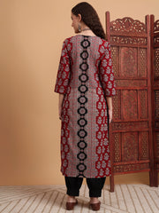 Hand Block Ajrak Print Zardosi Kurta