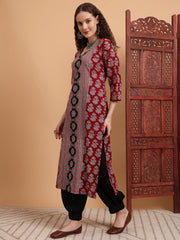 Hand Block Ajrak Print Zardosi Kurta