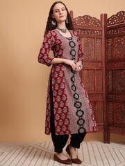 Hand Block Ajrak Print Zardosi Kurta