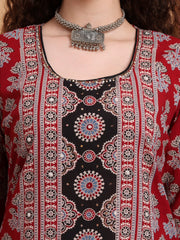 Hand Block Ajrak Print Zardosi Kurta