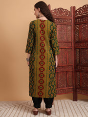 Hand Block Ajrak Print Zardosi Kurta