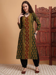 Hand Block Ajrak Print Zardosi Kurta