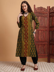 Hand Block Ajrak Print Zardosi Kurta
