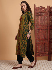 Hand Block Ajrak Print Zardosi Kurta