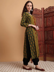 Hand Block Ajrak Print Zardosi Kurta