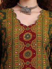 Hand Block Ajrak Print Zardosi Kurta