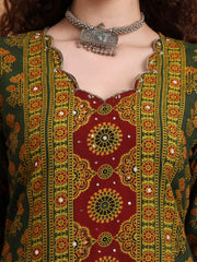 Hand Block Ajrak Print Zardosi Kurta