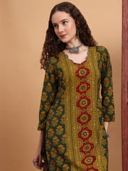 Hand Block Ajrak Print Zardosi Kurta