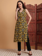 Hand Block Mustard Printed Kurta