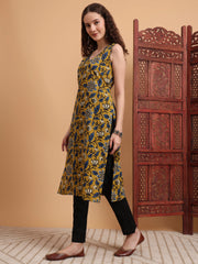Hand Block Mustard Printed Kurta