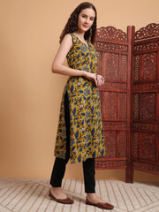Hand Block Mustard Printed Kurta