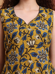 Hand Block Mustard Printed Kurta