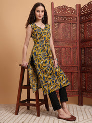 Hand Block Mustard Printed Kurta