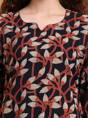Hand Block Ajrak Print Black Kurti