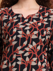 Hand Block Ajrak Print Black Kurti