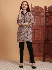 Hand Block Prints Cream Color Kurti