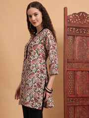 Hand Block Prints Cream Color Kurti