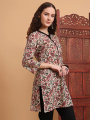Hand Block Prints Cream Color Kurti
